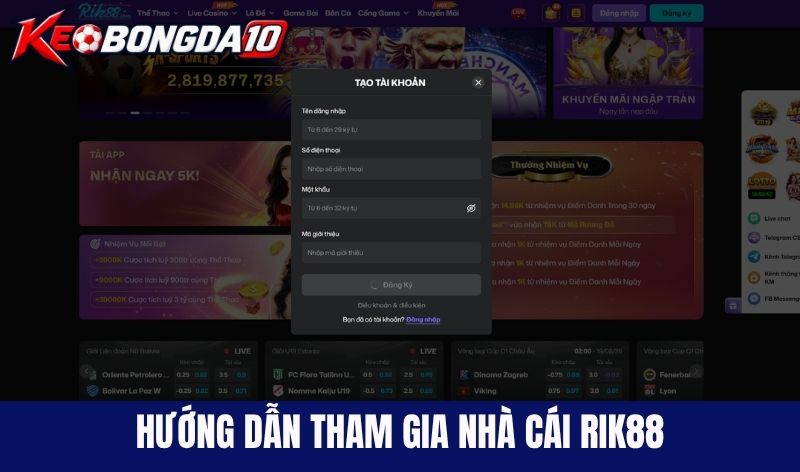 Hướng dẫn tham gia thành viên nhà cái Rik88